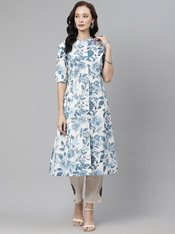 Women's Floral Print Cotton Kurta - Divena