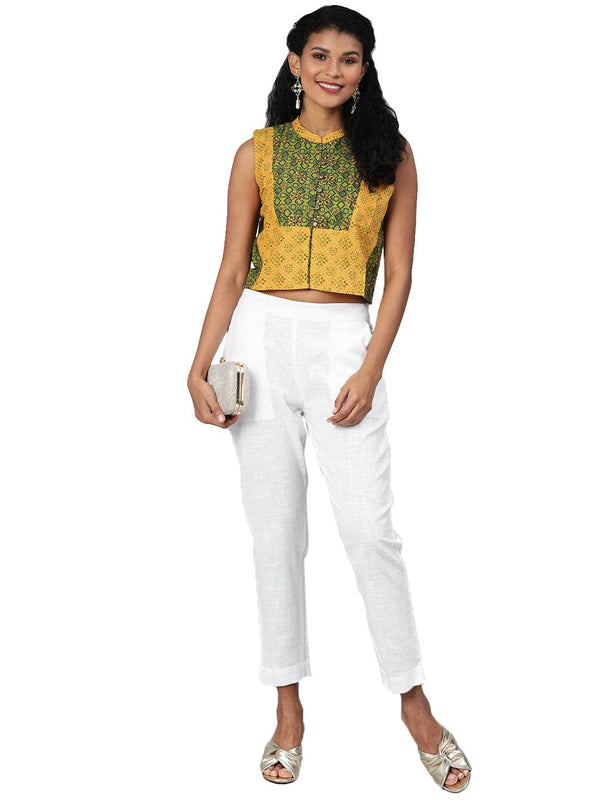 Women's White Cotton Trouser - Noz2Toz