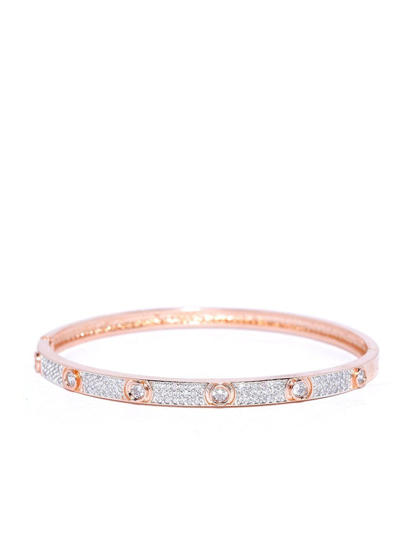 Women's Rose Gold-Plated American Diamond Studded Bracelet - Priyaasi