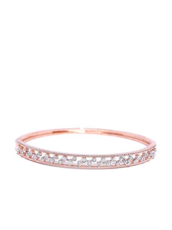 Women's Rose Gold-Plated American Diamond Studded Bracelet - Priyaasi