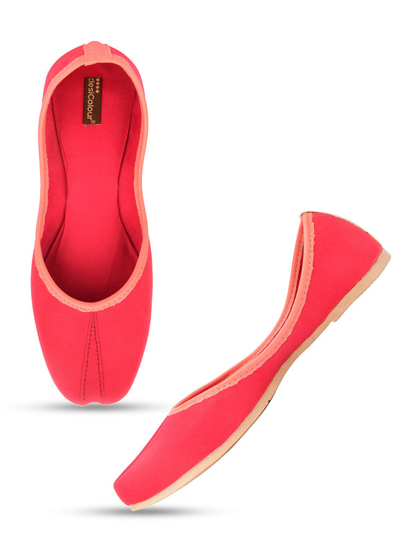 Women's Pink Suede  Indian Ethnic Comfort Footwear - Desi Colour