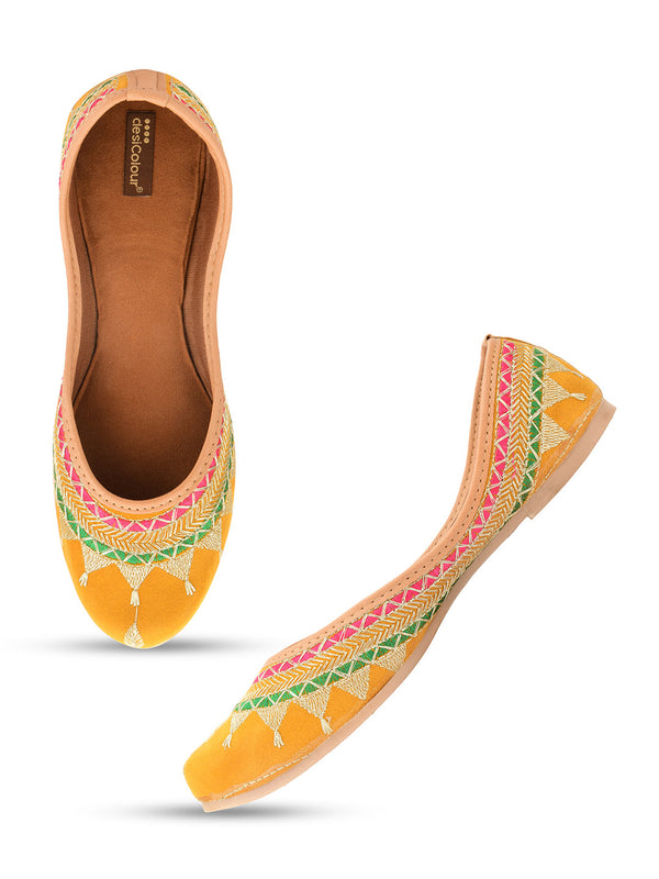 Women's Mustard Crown  Indian Ethnic Comfort Footwear - Desi Colour