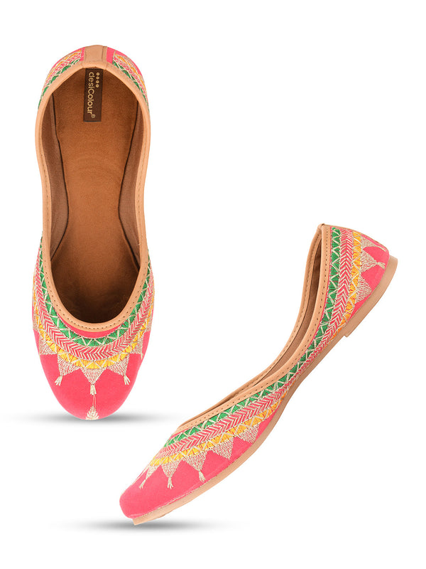 Women's Pink Crown  Indian Ethnic Comfort Footwear - Desi Colour