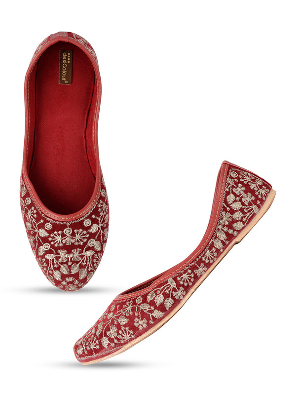 Women's Maroon Designer  Indian Ethnic Comfort Footwear - Desi Colour