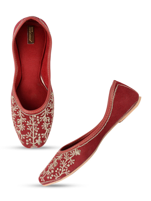 Women's Maroon Designer  Indian Ethnic Comfort Footwear - Desi Colour