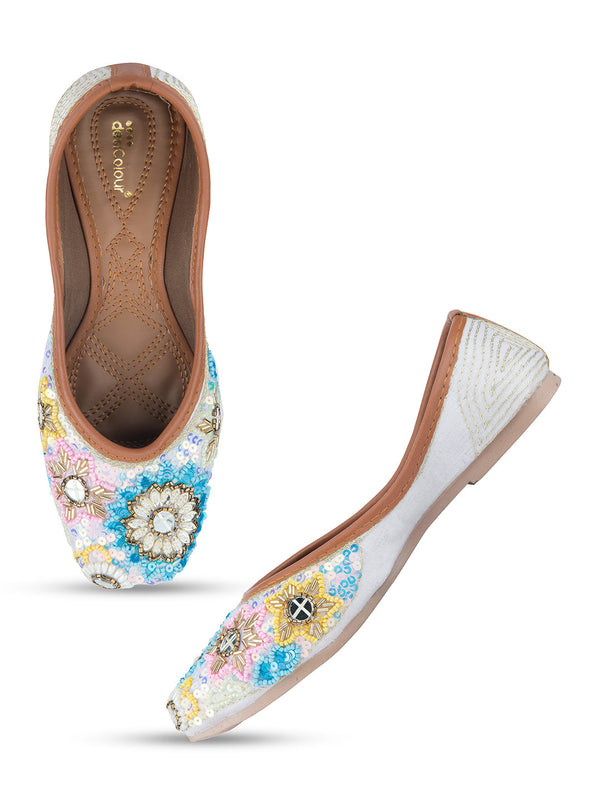 Women's Multi Designer Dabka  Indian Ethnic Comfort Footwear1 - Desi Colour