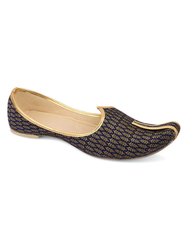 Men's Indian Ethnic Party Wear Blue Footwear - Desi Colour