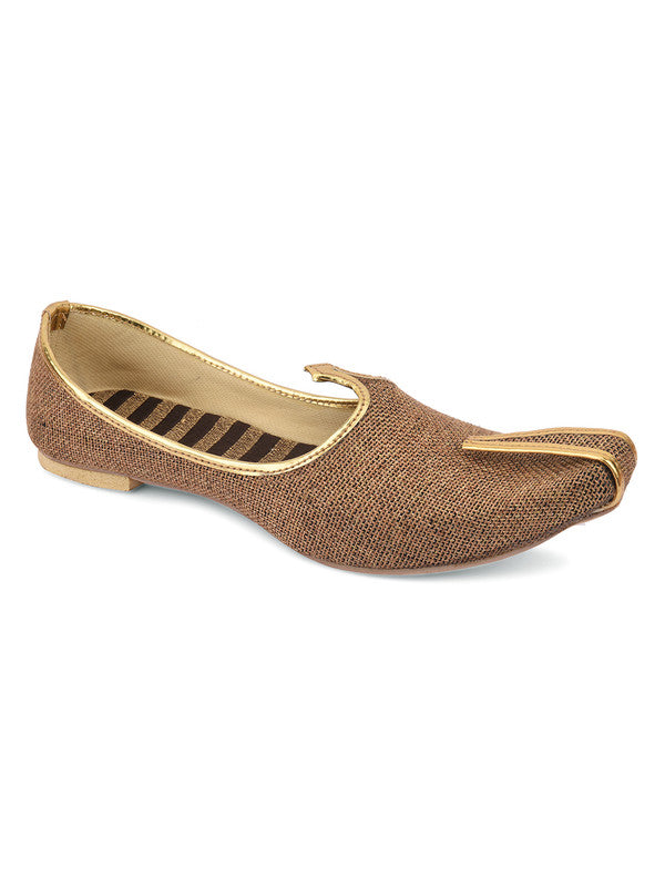 Men's Indian Ethnic Party Wear Brown Footwear - Desi Colour