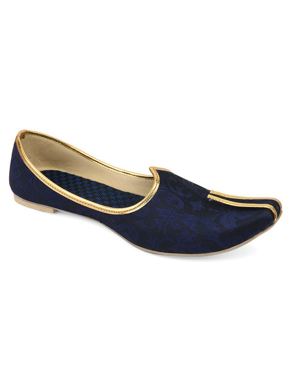 Men's Indian Ethnic Party Wear Blue Footwear - Desi Colour