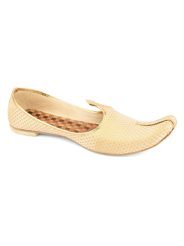 Men's Indian Ethnic Party Wear Golden Footwear - Desi Colour