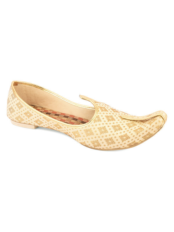 Men's Indian Ethnic Party Wear Golden Footwear - Desi Colour