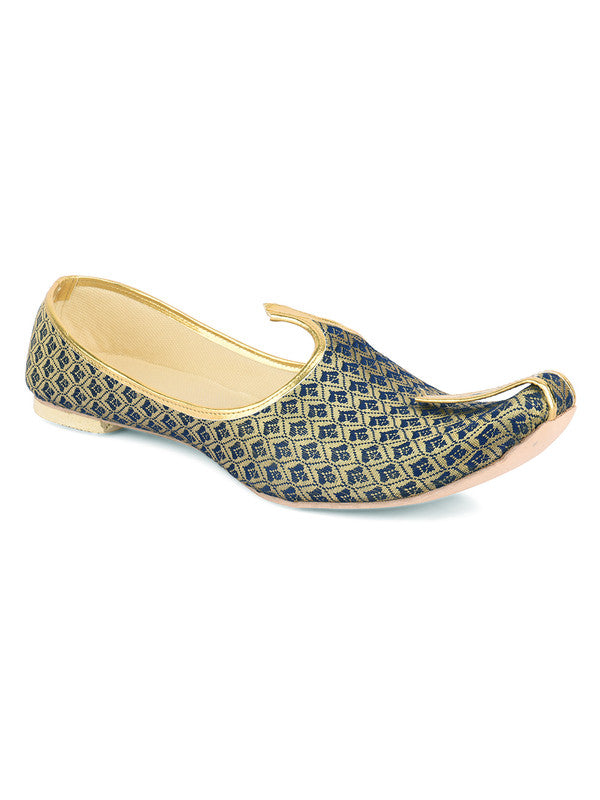 Men's Indian Ethnic Party Wear Blue Footwear - Desi Colour