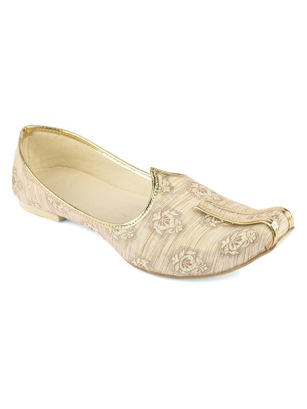 Men's Indian Ethnic Party Wear Beige Footwear - Desi Colour