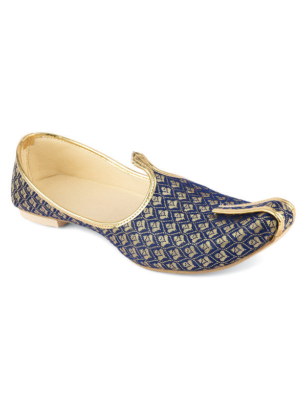 Men's Indian Ethnic Party Wear Blue Footwear - Desi Colour