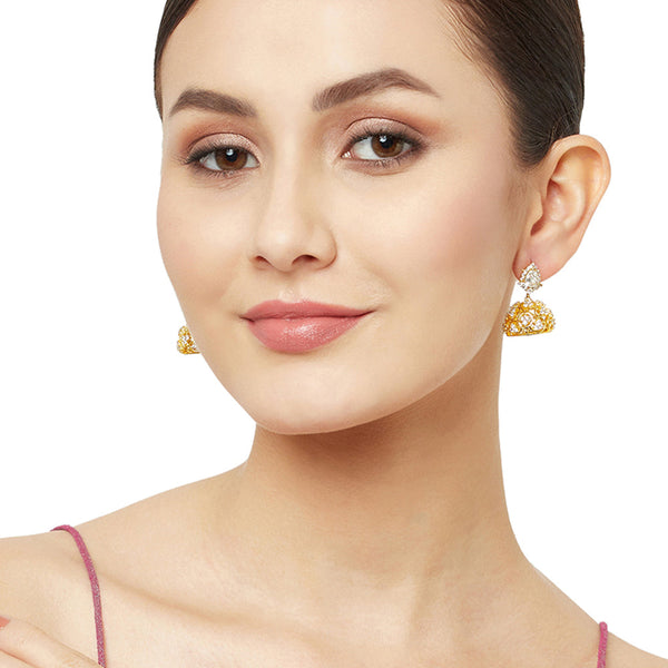 Women's Yellow Gold Earrings With Traditional Design - Voylla