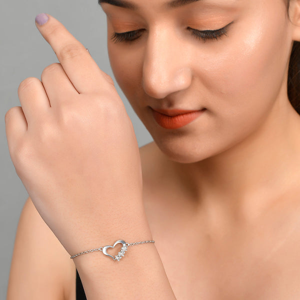 Women's Star Studded Heart Bracelet - Voylla