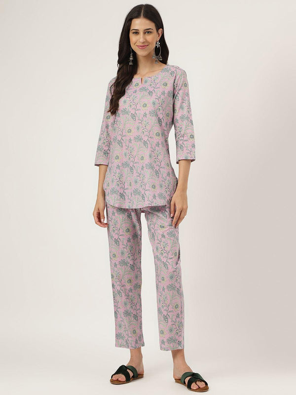 Jashvi Lavender Printed Loungewear/Nightwear