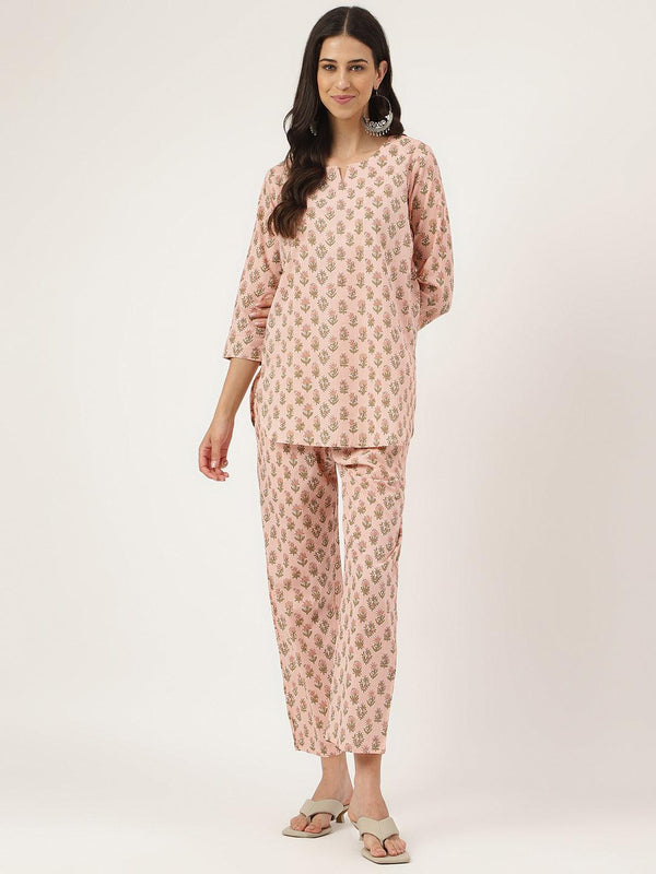 Jashvi Soft Pink Printed Loungewear/Nightwear