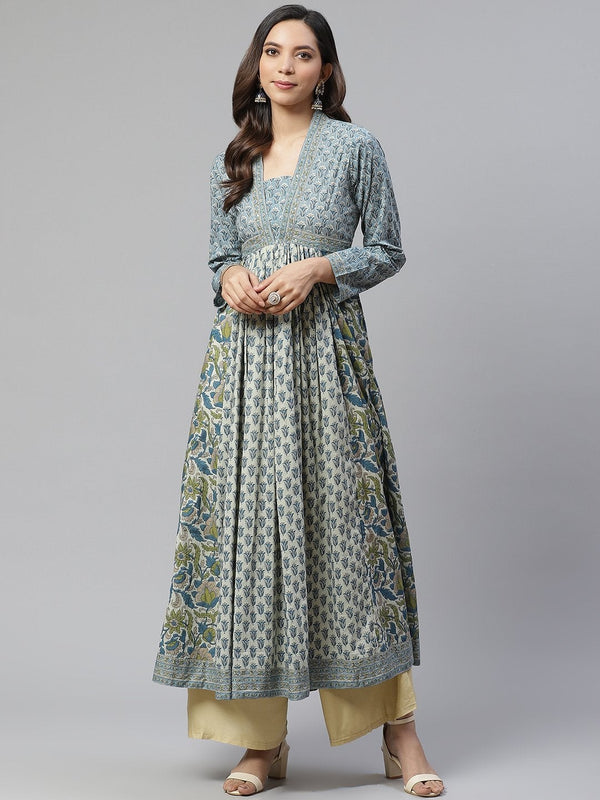 Women's Block Print Mulmul Kurta  - Wahenoor