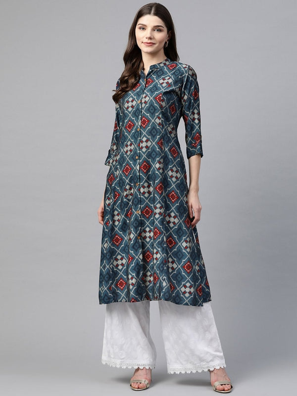 Women's A-Line Printed Rayon Kurta - Divena