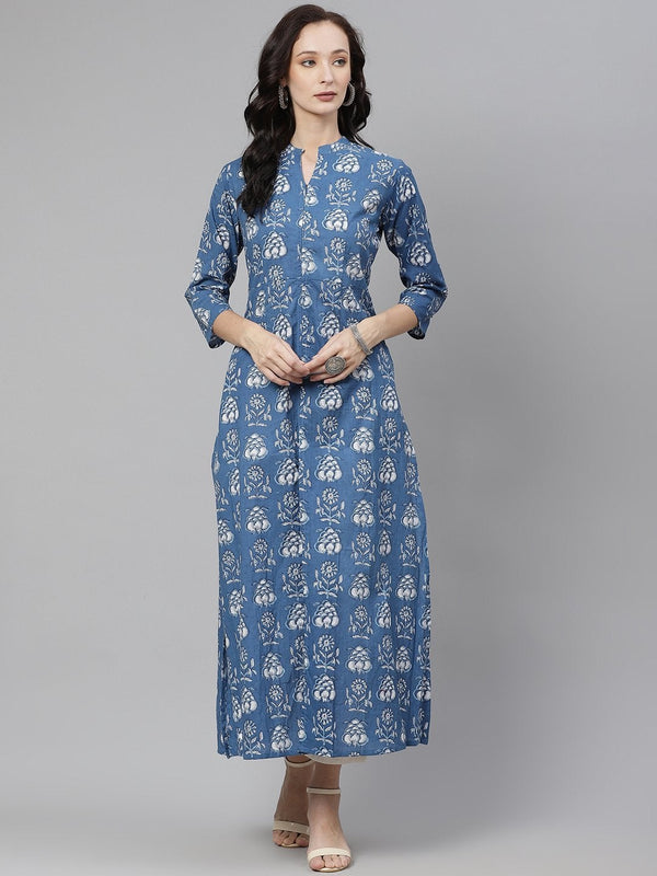 Women's Blue Cotton Shrug Style Kurta - Noz2Toz