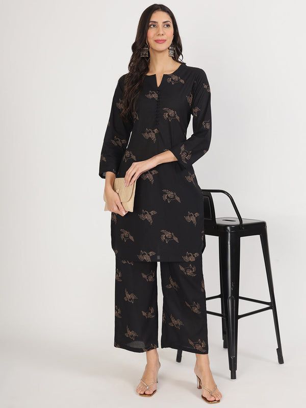 Women's Black Printed Co-Ord Set - Taantav