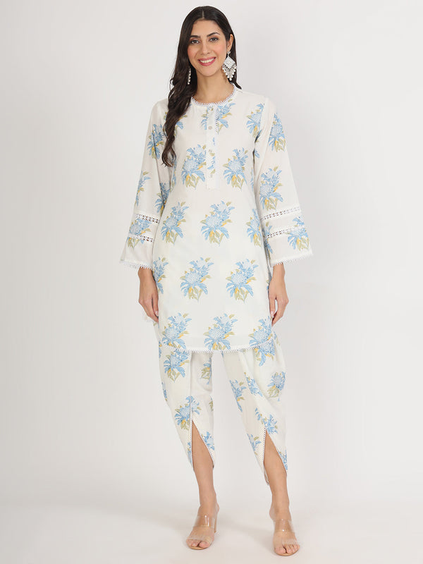 Women's off White Floral Print Rayon Co-ord set for women - Taantav