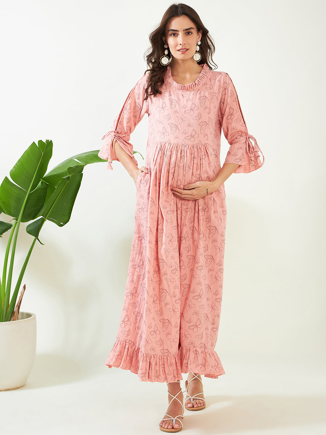 Women's Cotton Pink Dress - The Kaftan Company