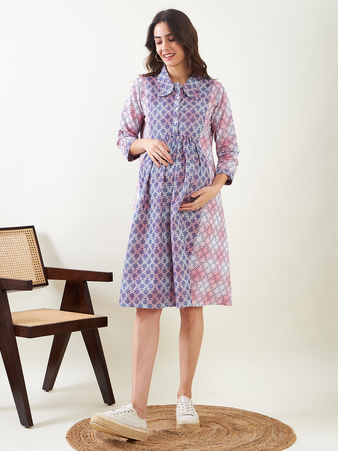 Women's Cotton Pink Dress - The Kaftan Company