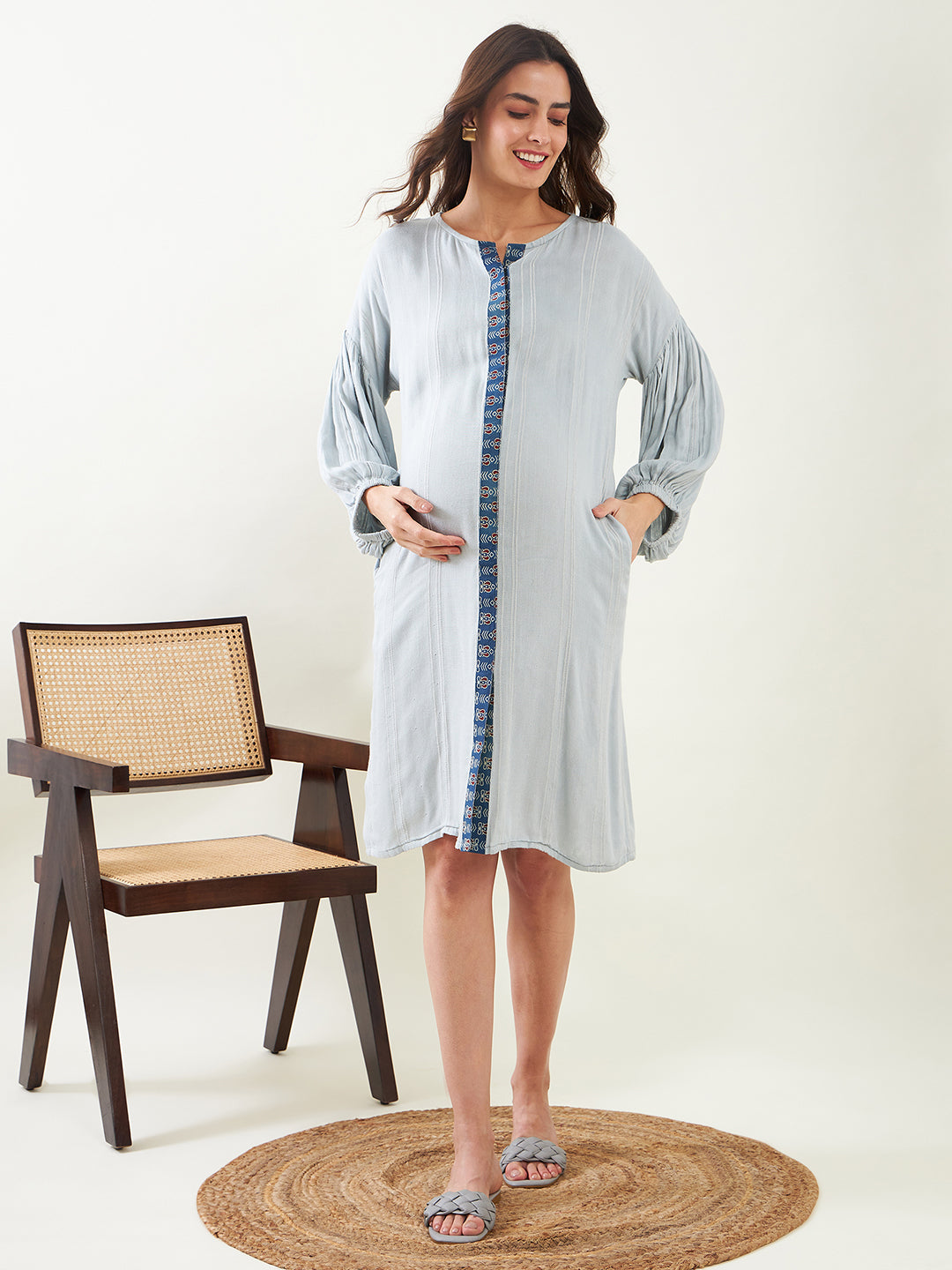 Women's Cotton Green Dress - The Kaftan Company