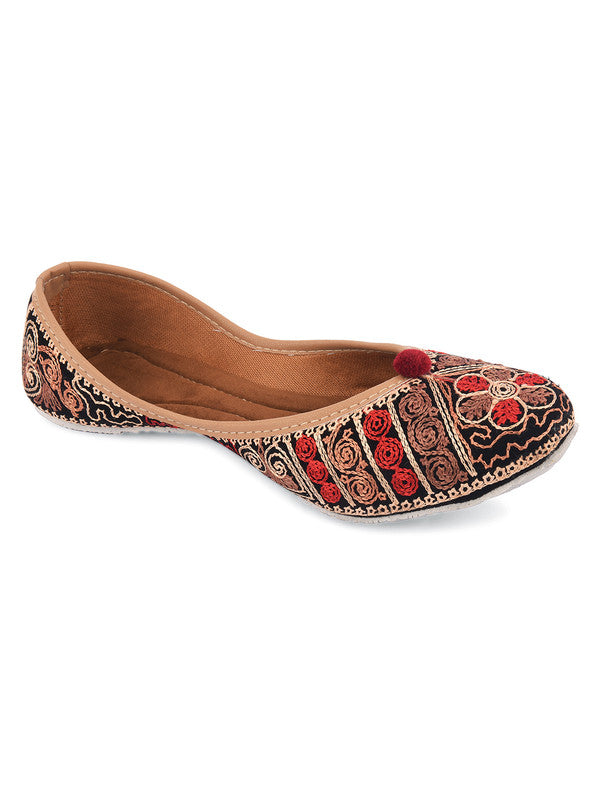 Women's Multicolour Embroidered Indian Handcrafted Ethnic Comfort Footwear - Desi Colour