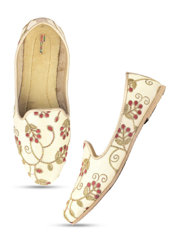 Men's Indian Ethnic Party Wear Embroidered Multicolour Footwear - Desi Colour