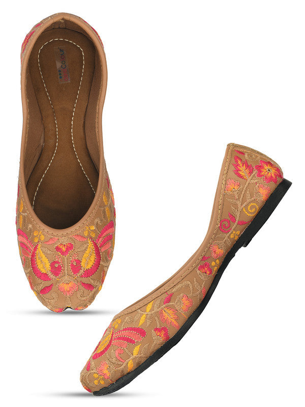 Women's Brownie Florals Indian Ethnic Comfort Footwear - Desi Colour