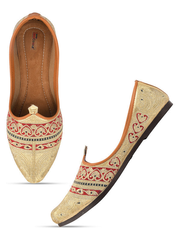 Men's Indian Ethnic Party Wear Embroidered Multicolour Footwear - Desi Colour