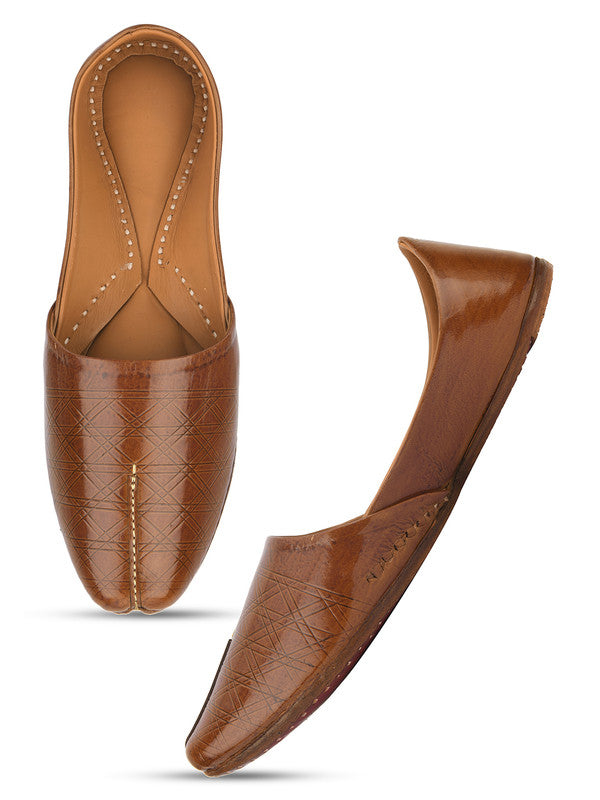 Men's Indian Ethnic Handrafted Brown Premium Leather Footwear - Desi Colour