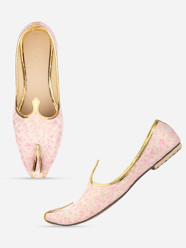 Men's Indian Ethnic Party Wear Pink Footwear - Desi Colour