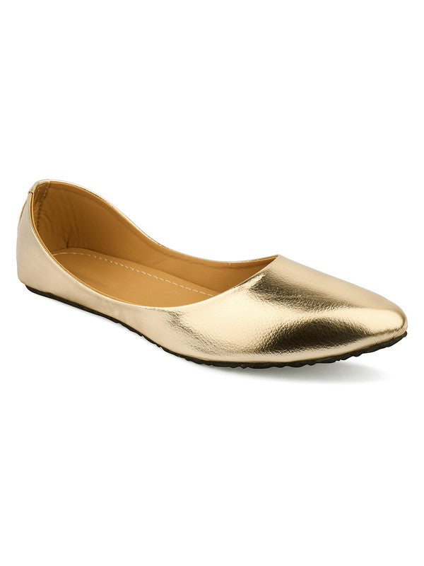 Women's Golden Indian Handcrafted Ethnic Comfort Footwear - Desi Colour