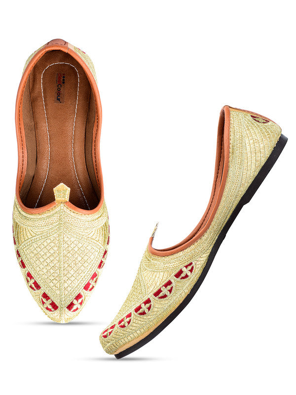 Men's Indian Ethnic Party Wear Embroidered Multicolour Footwear - Desi Colour