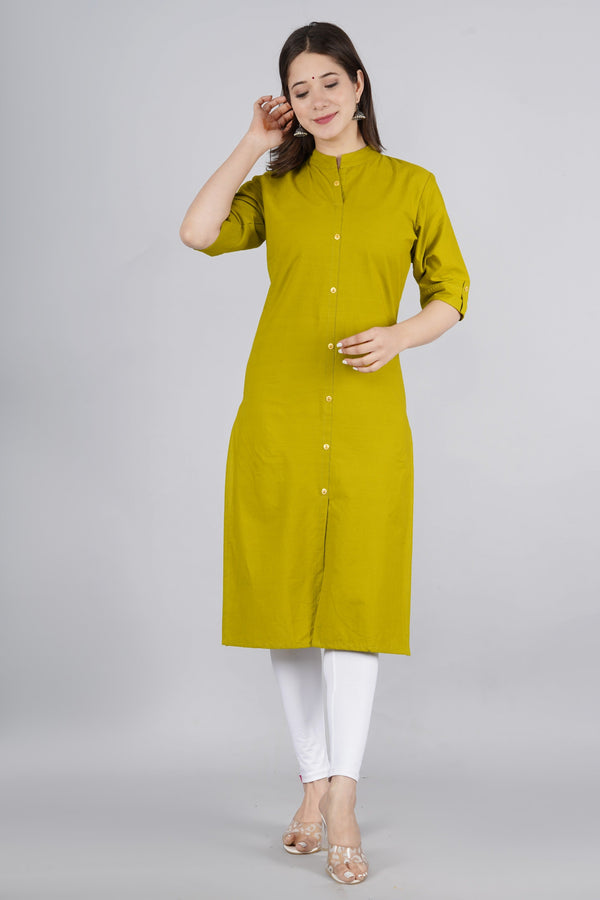 Women's Green Cotton Kurta by Kipek (1pc)