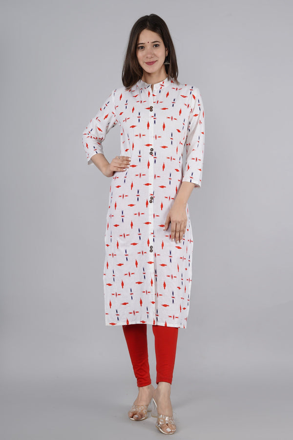 Women's Solid Cotton Fabric Kurta'S White Color - Kipek