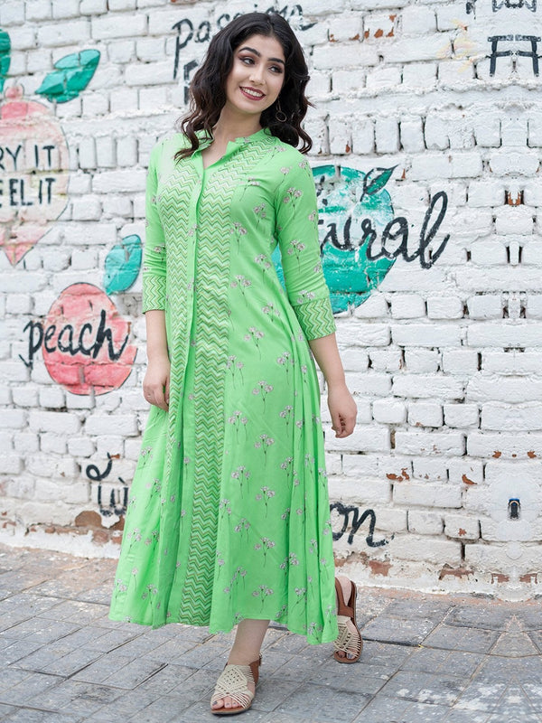 Women's Floral Print Rayon Kurta(1pc) - Indian Virasat