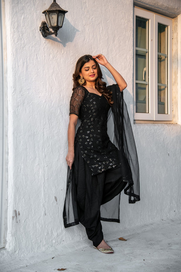 Women's Black and gold Patialla - Label Shaurya Sanadhya