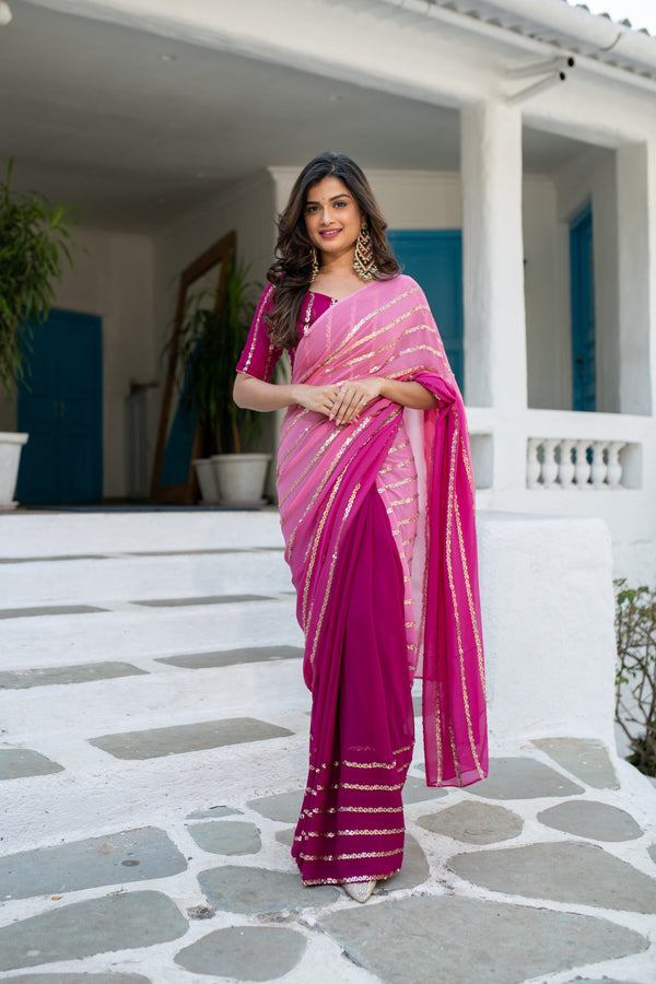 Women's Wine Shaded Saree - Label Shaurya Sanadhya