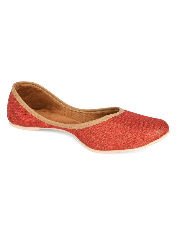 Women's Red Embroidered Indian Handcrafted Ethnic Comfort Footwear - Desi Colour