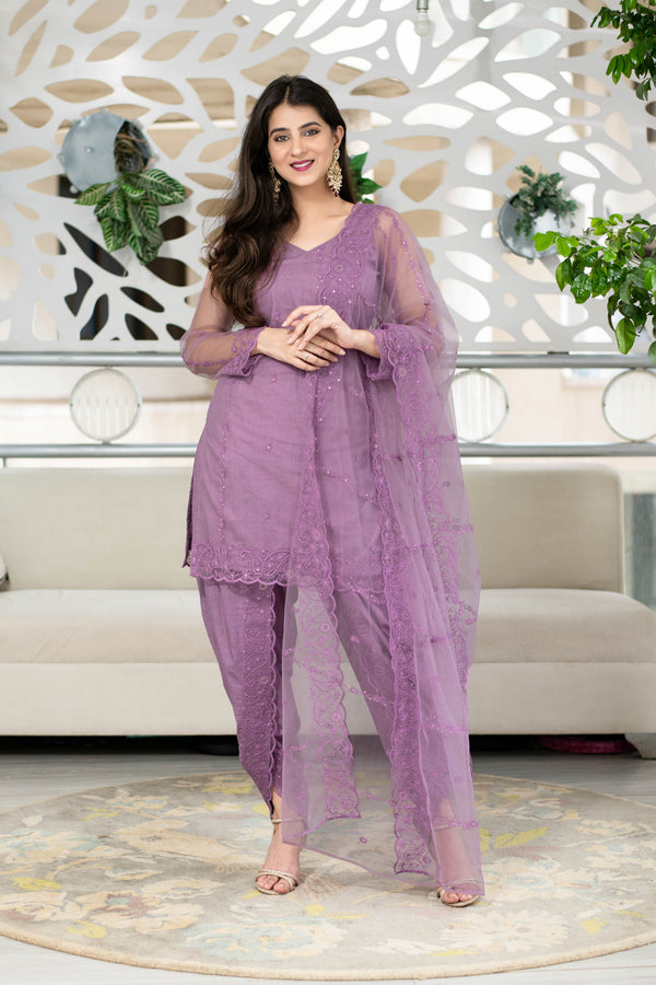 Women's Mauve Dhoti Set (3pcs set) - Label Shaurya Sanadhya