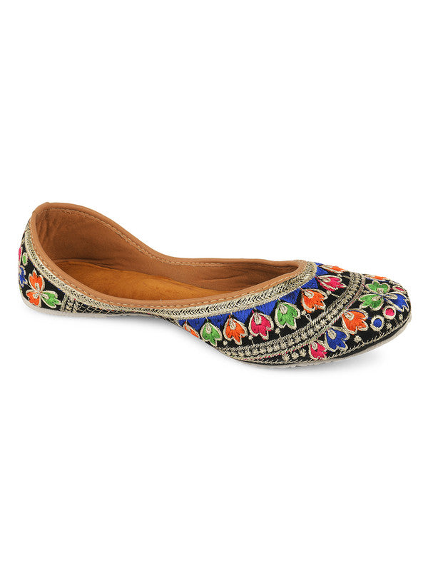 Women's Black Florence Womens Indian Ethnic Comfort Footwear - Desi Colour