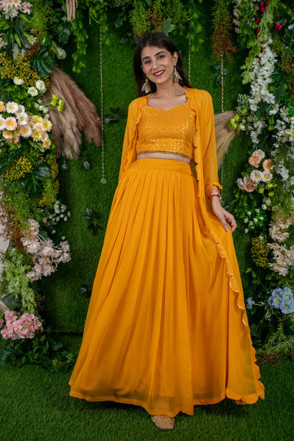 Women's Daffodil Yellow Lehenga - Label Shaurya Sanadhya