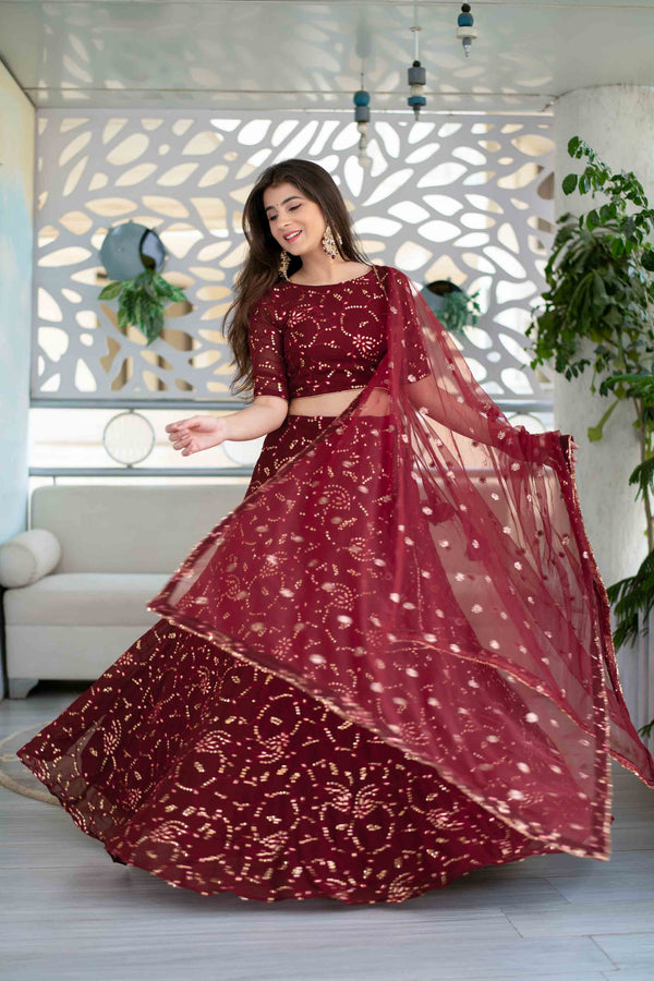 Women's Maroon Lehenga - Label Shaurya Sanadhya