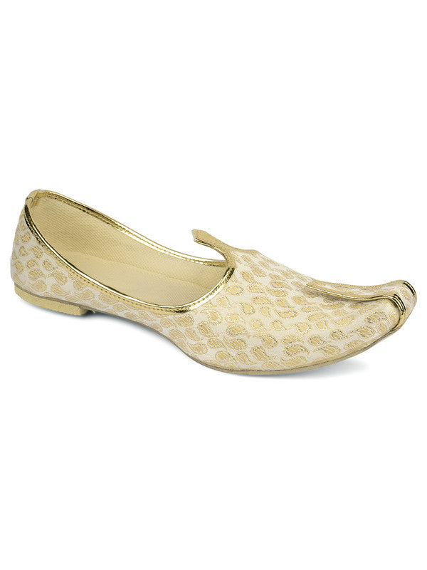 Men's Indian Ethnic Party Wear Golden Footwear - Desi Colour