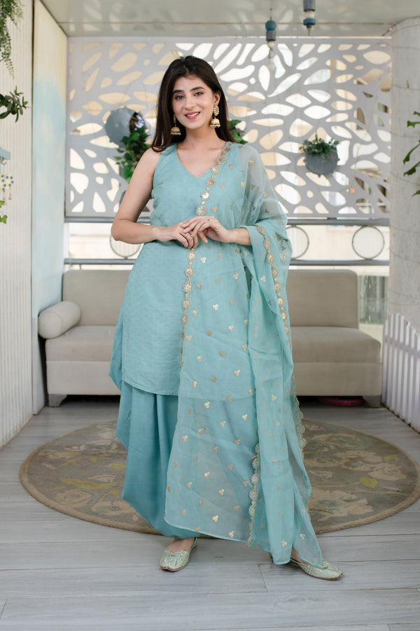 Women's Light Mint Patiala Set (3pcs set) - Label Shaurya Sanadhya